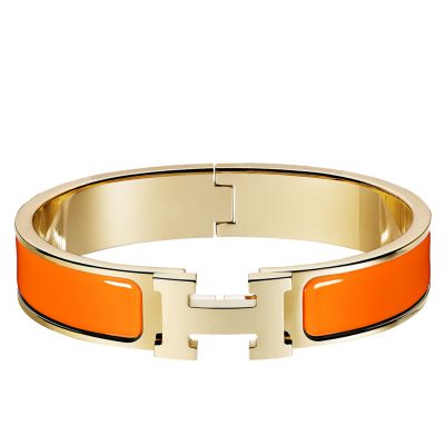 HERMÈS Clic H Bracelet. Narrow bracelet in enamel with gold plated hardware. Authentic quality bracelet with gift box, literature, authenticity card.| Cris and Coco authentic quality designer bags and luxury accessories