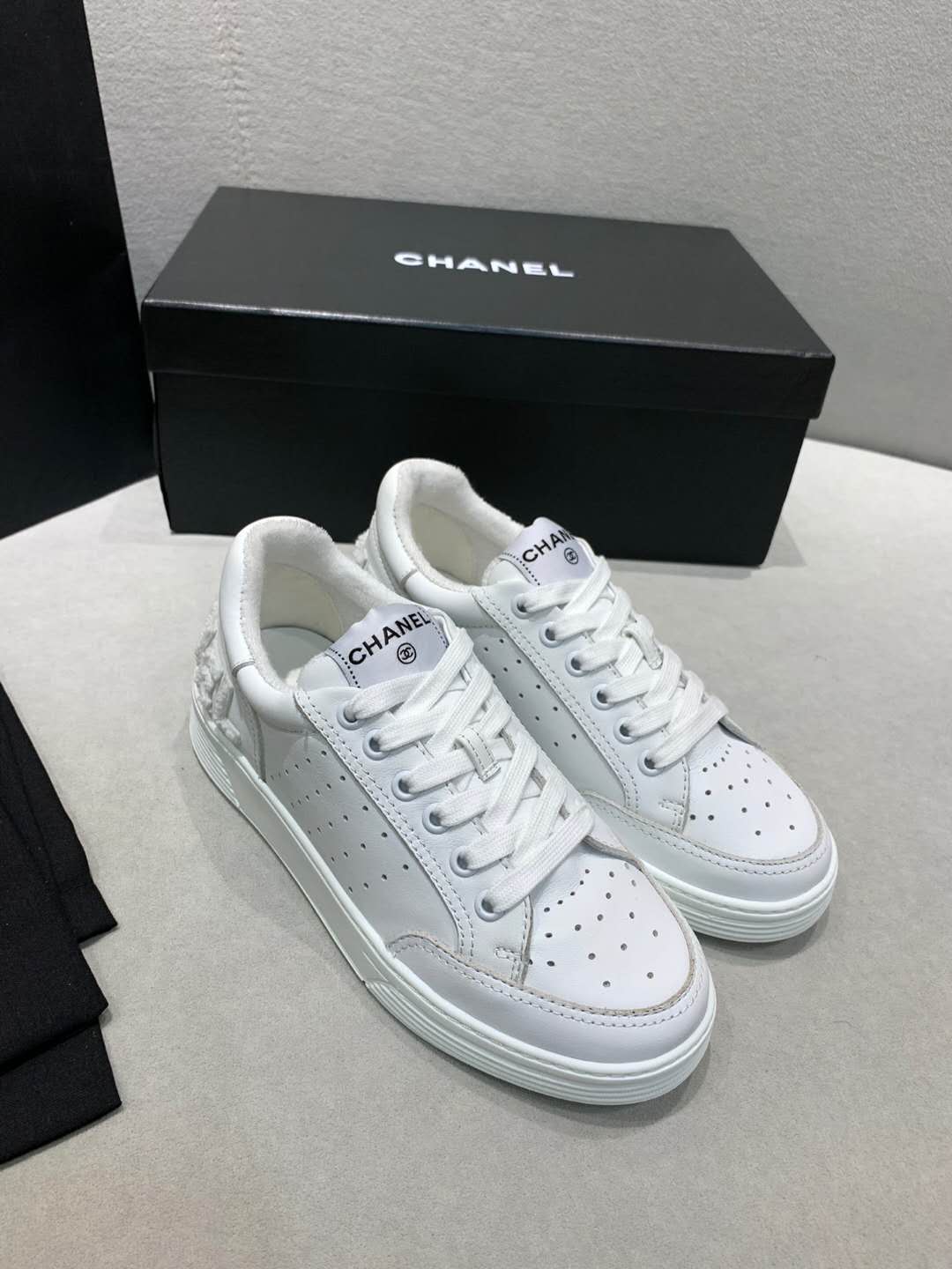 CHANEL Trainers in calfskin with Sequins. - CRIS&COCO CHANEL Trainers in calfskin with Sequins. Original Quality Sneakers with gift box, booklet, and authenticity card. | Cris and Coco Authentic Quality Designer Bags and Luxury Accessories