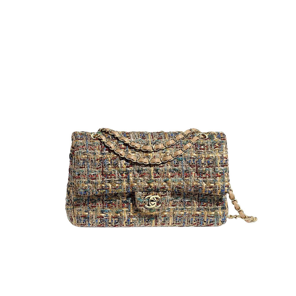 CHANEL Classic Tweed Flap Bag. Original Quality Bag including gift box, care book, dust bag, authenticity card. These new bright and colorful bags are literally heart-melting. The woven chain, diamond quilting patters are the center of this collection. Then we have the seasonal bags that look like the Classic Flap Bags but they features colorful cotton tweed for more brightness. These are the must-have seasonal bags. | CRIS&COCO Authentic Quality Designer Bags and Luxury Accessories