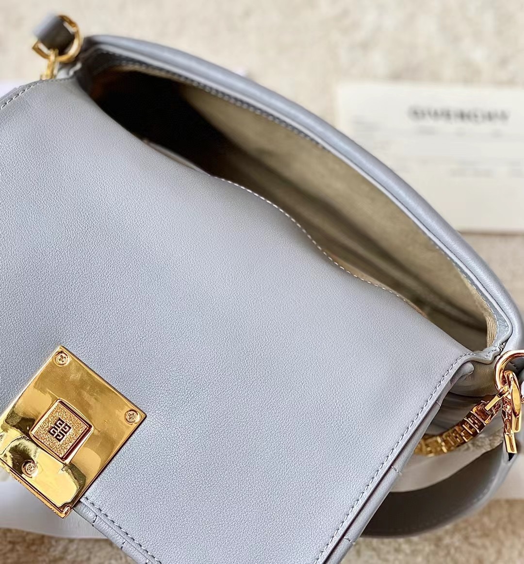 GIVENCHY Small 4G Soft Bag. Original Quality Wallet including gift box, care book, dust bag, authenticity card. Part of the brand's '4G Soft' line. Chic and classic, it's made from quilted leather that's buttery soft and has gleaming gold-tone '4G' hardware. | CRIS&COCO Authentic Quality Designer Bags and Luxury Accessories