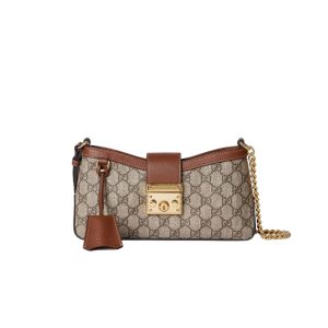 *UCCI -Padlock-Small-Shoulder-Bag - CRIS&COCO GG Supreme canvas Padlock small shoulder bag with black leather trim.