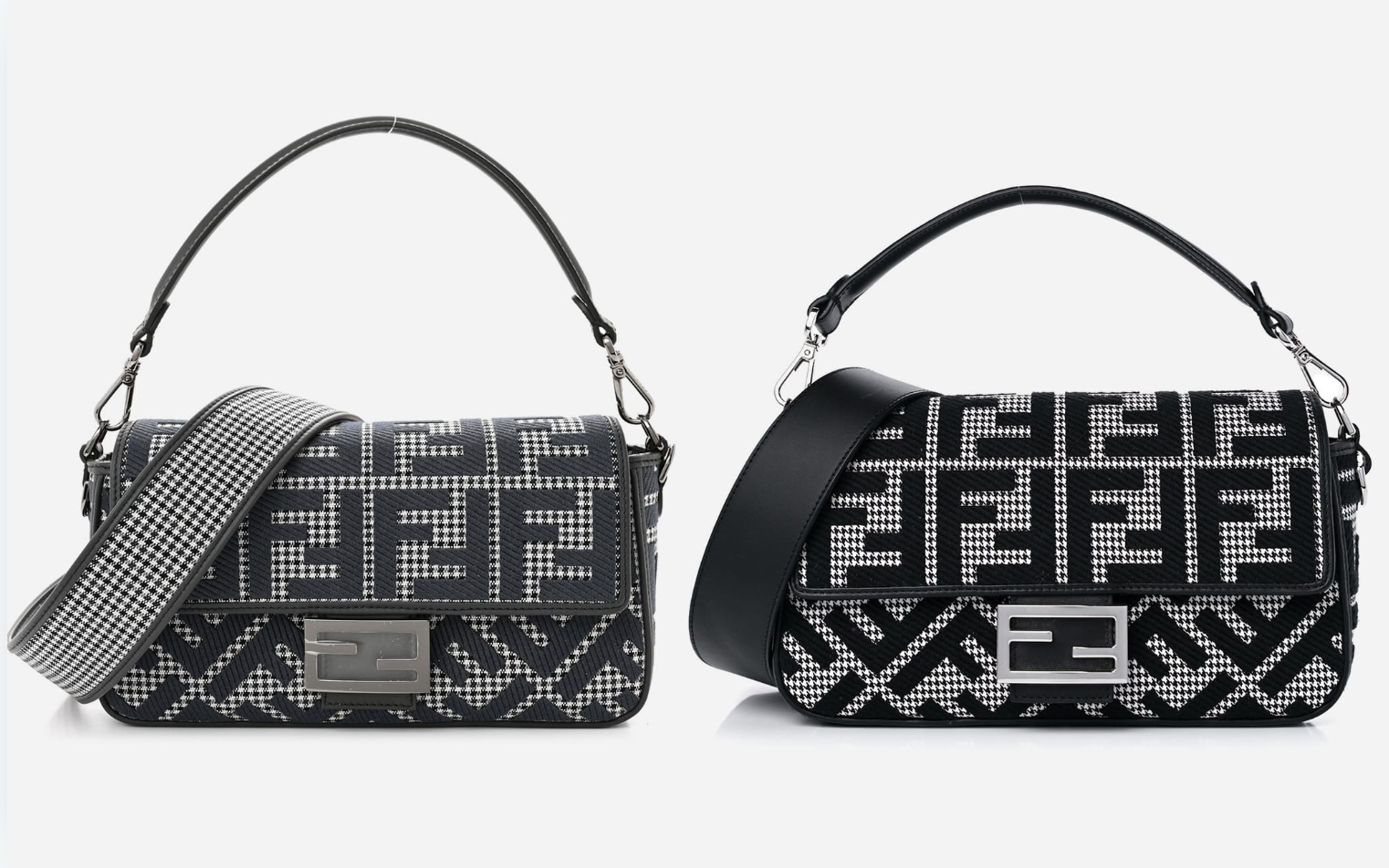 Fendi Baguette Side-by-side comparison of a fake and Original Fendi Baguette.