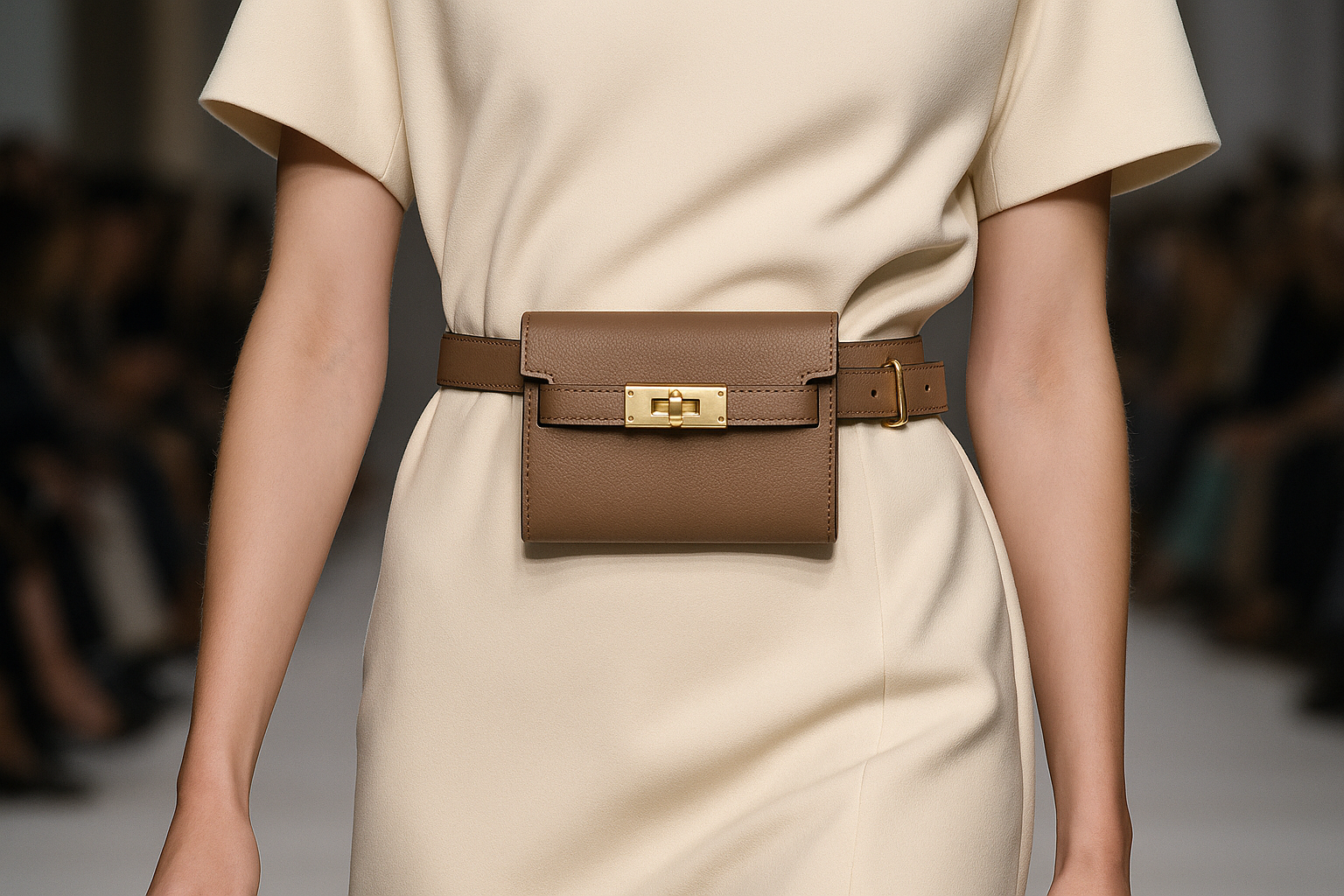 Replica KELLY 18 belt styled over oversized beige coat Replica KELLY 18 belt styled over oversized beige coat