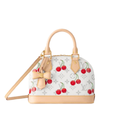 LV x TM Alma BB. Authentic quality luxury bag crafted in genuine leather comes with authenticity card, dust bag and gift bag. A Joyful Icon Reimagined. Playful, artistic, and instantly iconic—the Alma BB returns in a joyful re-edition as part of the celebrated LV x TM collection. This petite masterpiece blends the timeless Art Deco-inspired silhouette with Takashi Murakami’s signature whimsy, splashing the House’s Monogram canvas with bold, cherry-bright motifs. Crafted with natural leather accents and finished with polished gold-tone hardware, it features structured Toron top handles and a charming bow-shaped keybell that adds just the right amount of flirt. Compact yet attention-commanding, the Alma BB is a true collectible—full of joy, color, and unmistakable LV heritage. Carry art. Wear happiness. Make a statement.
