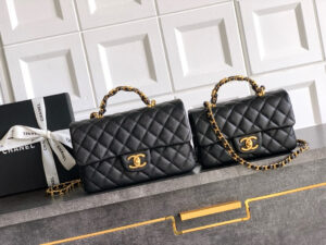 Mini Handy CC Flap Bag. Authentic quality luxury bag crafted in genuine leather comes with authenticity card, dust bag and gift bag. Petite yet powerful, the Caviar Quilted Mini Handy CC Flap embodies timeless sophistication. Crafted from signature caviar leather with classic diamond quilting, this bag exudes refined elegance in every stitch. The design features a structured top handle and a leather-threaded chain strap, offering versatile styling from hand-carry to crossbody. Gold-plated CC details and the signature turn-lock closure add the perfect touch of luxury. Inside, a sleek leather interior with both zipper and patch pockets ensures your essentials stay beautifully organized. Compact, iconic, and unmistakably *ANEL — this is the ultimate statement in modern classic style.