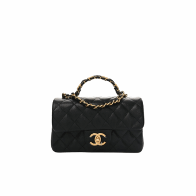 Mini Handy CC Flap Bag. Authentic quality luxury bag crafted in genuine leather comes with authenticity card, dust bag and gift bag. Petite yet powerful, the Caviar Quilted Mini Handy CC Flap embodies timeless sophistication. Crafted from signature caviar leather with classic diamond quilting, this bag exudes refined elegance in every stitch. The design features a structured top handle and a leather-threaded chain strap, offering versatile styling from hand-carry to crossbody. Gold-plated CC details and the signature turn-lock closure add the perfect touch of luxury. Inside, a sleek leather interior with both zipper and patch pockets ensures your essentials stay beautifully organized. Compact, iconic, and unmistakably *ANEL — this is the ultimate statement in modern classic style.