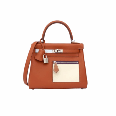 Kelly Colormatic. Authentic quality luxury bag crafted in genuine leather comes with authenticity card, dust bag and gift bag. Hand-crafted from ultra-smooth Swift leather and finished with radiant gold hardware, this exceptional limited-edition masterpiece brings a fresh, artistic twist to the iconic Kelly silhouette. Its cleverly designed front pocket opens wide with a single gusset for effortless access, while the rear flap pocket keeps your daily essentials—especially your most-used cards—right at your fingertips. The asymmetric yet perfectly balanced colour combination highlights the haute craftsmanship Hermès is celebrated for, turning every stitch into a statement. A collector’s dream and a style enthusiast’s delight, the Kelly Colormatic is sophistication with a spark—functional, vibrant, and unmistakably *rmès.