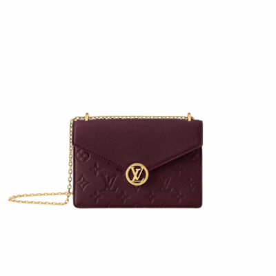 Wallet On Chain Rosy. Authentic quality luxury bag crafted in genuine leather comes with authenticity card, dust bag and gift bag. Rosy Elegance, Effortlessly Carried. Introducing the Wallet On Chain Rosy—a compact statement of modern elegance. Crafted from the House’s signature Monogram Empreinte leather, this chic piece brings timeless sophistication to any outfit. The design shines with a gold-toned LV Circle and a sleek chain strap, offering effortless shoulder carry for day or night. Despite its refined silhouette, the Rosy is smartly sized to hold your everyday must-haves, complete with three secure card slots to keep essentials organized. A perfect blend of luxury, versatility, and iconic craftsmanship—your new go-to accessory for every occasion.