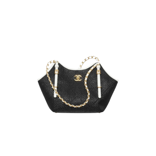 Raffia Braided Small Shopping Tote. Authentic quality luxury bag crafted in genuine leather comes with authenticity card, dust bag and gift bag. Effortless Summer Sophistication. The *ANEL Small Tote brings a fresh, summery spirit to timeless *ANEL elegance. Crafted from beautifully braided raffia and refined calfskin, its sophisticated black-and-white palette creates an effortlessly chic look. Natural raffia texture adds relaxed seasonal charm, while smooth calfskin details bring structure and a luxurious finish. Luminous gold-tone hardware completes the design with a subtle touch of glamour. Light, versatile, and undeniably elegant, this tote is made for everyday moments when effortless style matters. A modern summer classic with unmistakable *ANEL allure.