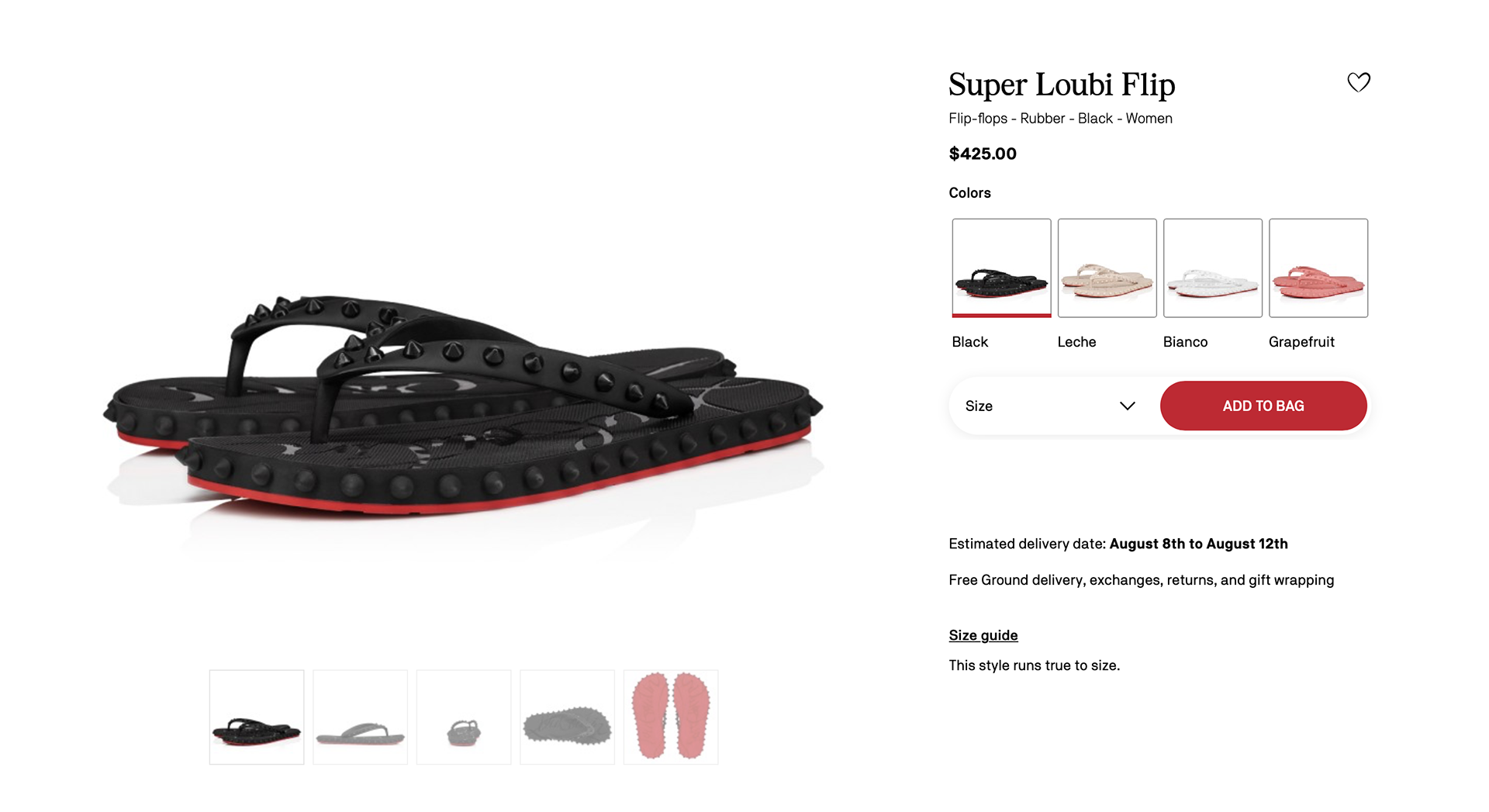 When Luxury Hits the Beach 1 Step into effortless summer style with the CHRISTIAN LOUBOUTIN Super Loubiflip. These sleek black rubber flip-flops feature signature red soles and studded straps for a bold, unmistakably Louboutin finish.